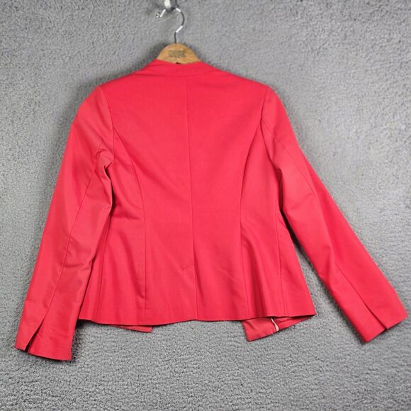 Versona Red Blazer 2 Collarless Hook Eye Pockets Split Cuffs Stretch Work Jacket - Picture 2 of 16